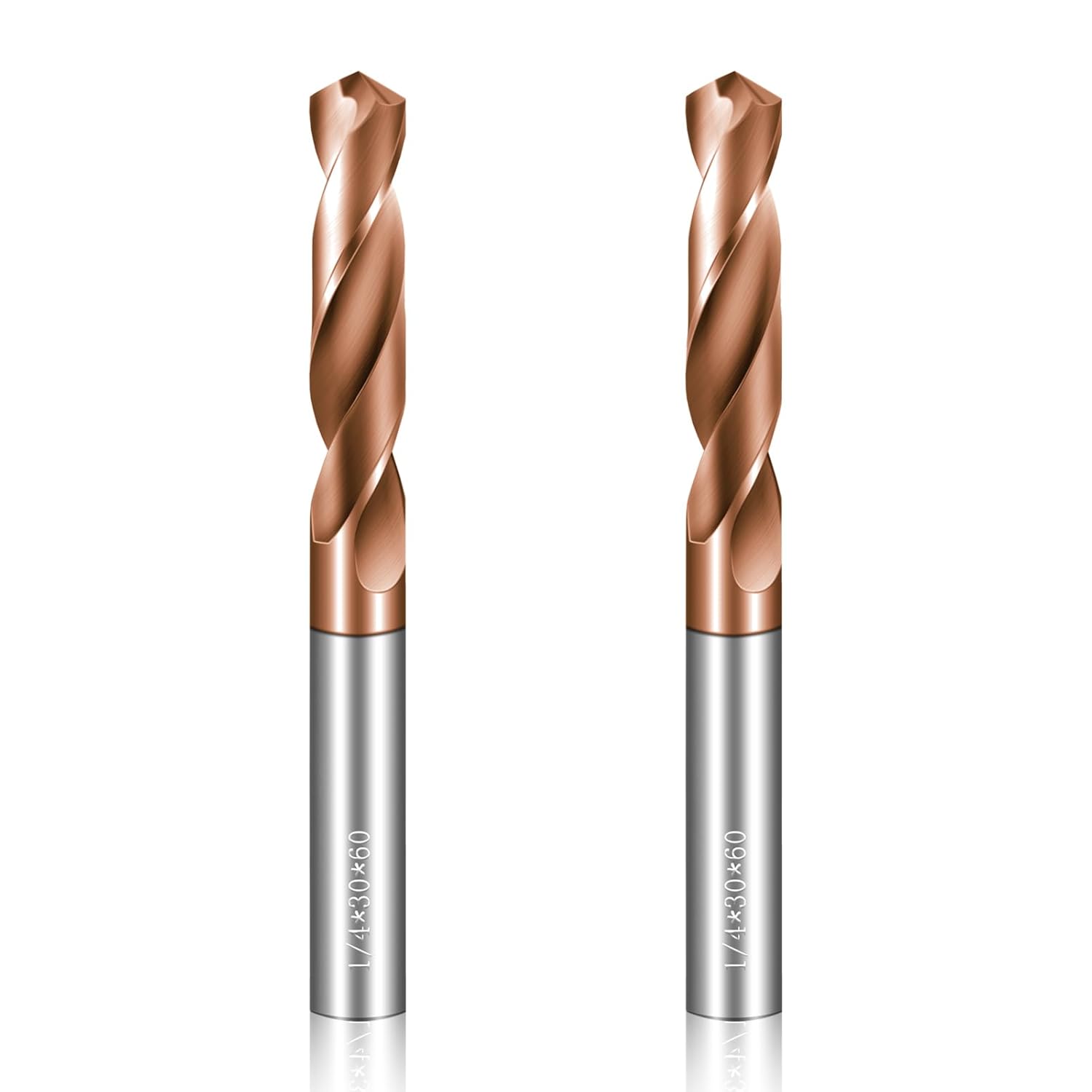 Solid Carbide 1/4" Drill Bits, Tungsten Carbide Drill Bit Set with TISIN Coated, Metal Drill Bit Set for Stainless Steel Hardened Steel Cast Iron Alloy Copper, 2 Pcs New