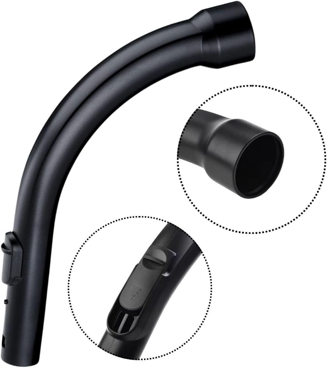 Replacement Miele Hoover Parts 35mm Curved Bent End Hose Handle | Compatible with C1, C2, C3 Cat & Dog Series Miele Vacuum Cleaner Parts |Durable Hose Pipe, Curved Wand Handle for Cleaning.