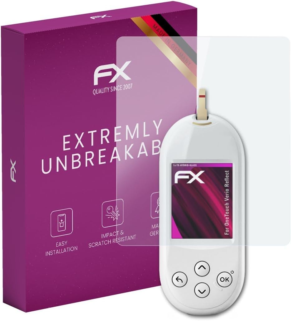 atFoliX Plastic Glass Protective Film compatible with OneTouch Verio Reflect, 9H Hybrid-Glass FX Screen Protector