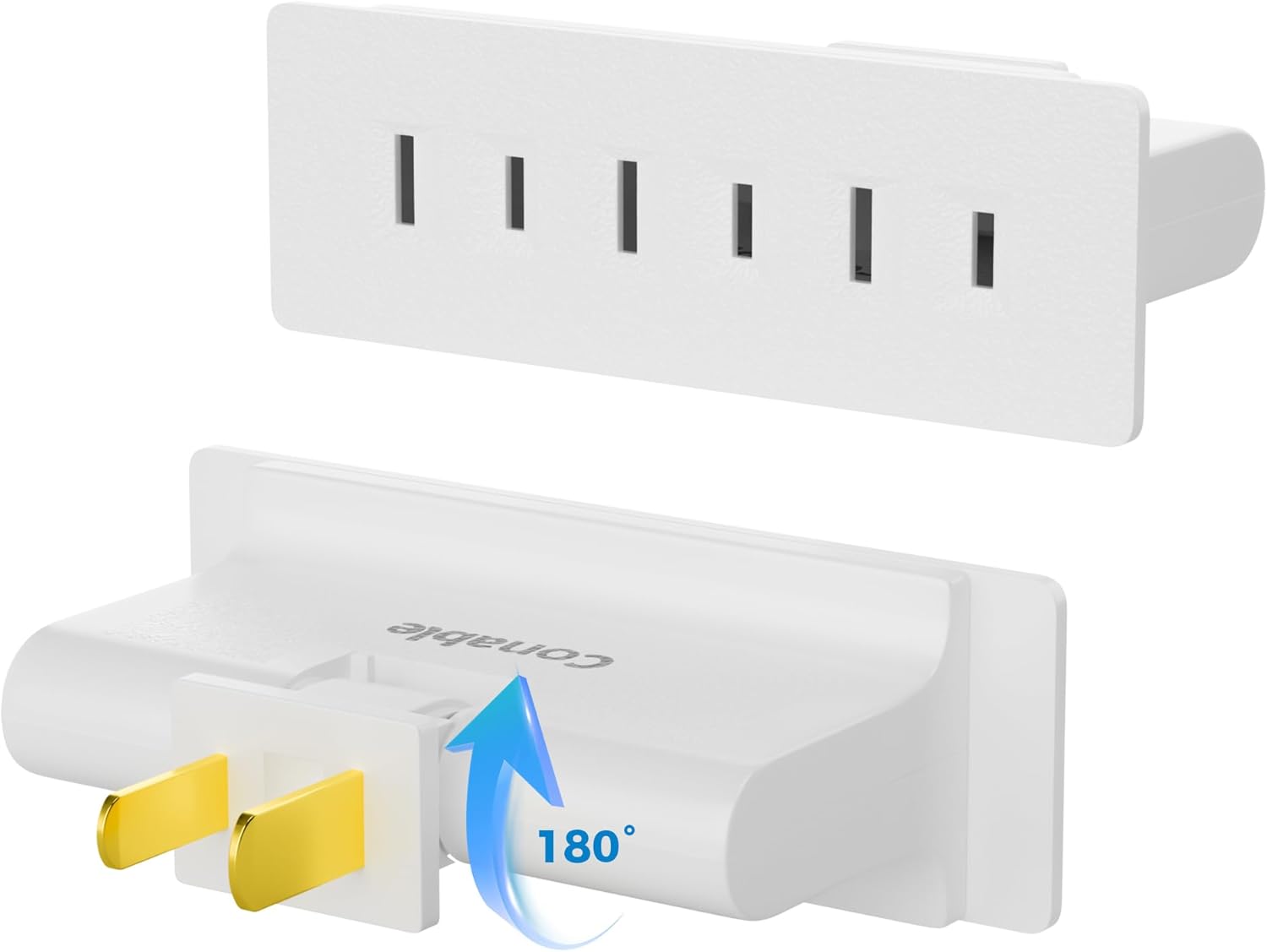 3 Outlets 2 Prong Polarized Lateral Swivel Wall Tap Adapter, 180 Degree Swivel Wall Tap, 2-Prong to 2-Prong Triple Outlet Converter, Wall Tap, Travel Essentials, Polarized, ETL Listed, 2 Pack