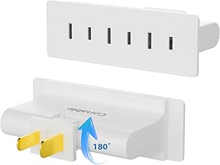 3 Outlets 2 Prong Polarized Lateral Swivel Wall Tap Adapter, 180 Degree Swivel Wall Tap, 2-Prong to 2-Prong Triple Outlet Converter, Wall Tap, Travel Essentials, Polarized, ETL Listed, 2 Pack