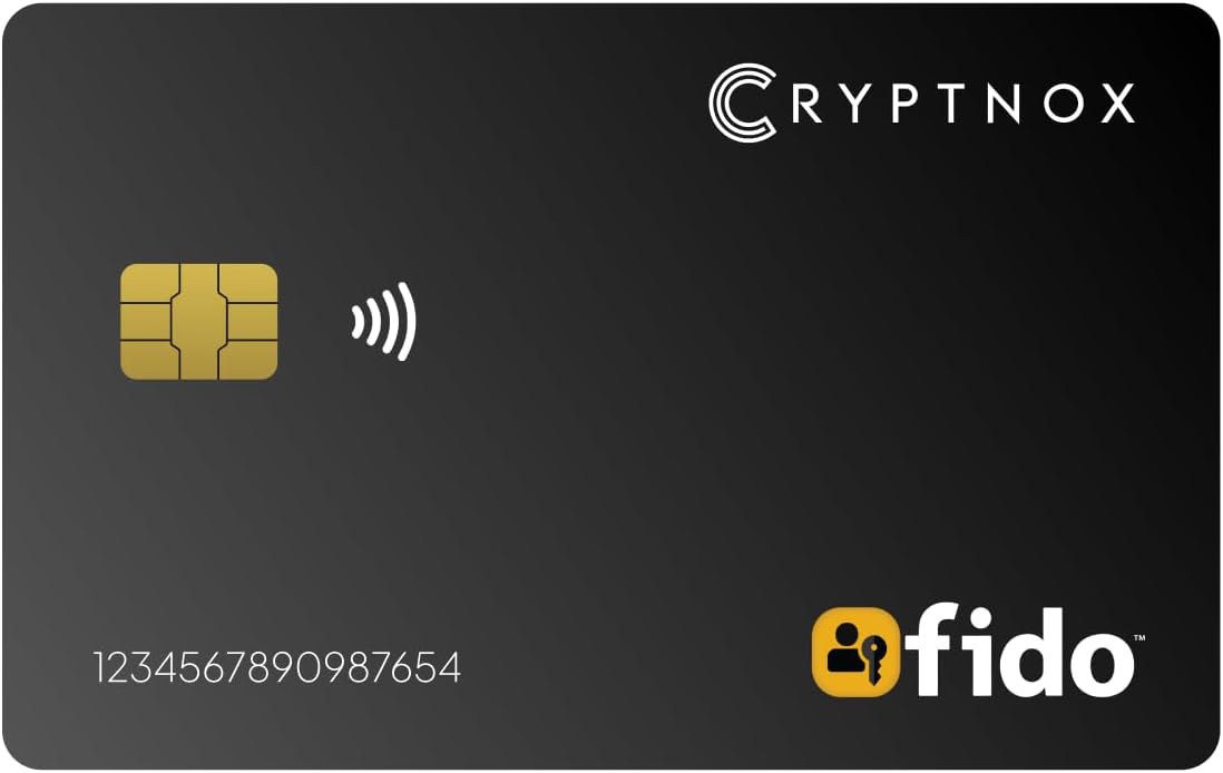 Cryptnox FIDO Card - Fido2 Certified - Security Key for iPhone - NFC Communication - Passwordless or 2FA authentication - FIDO2 (CTAP2) & U2F(CTAP1) (Black)
