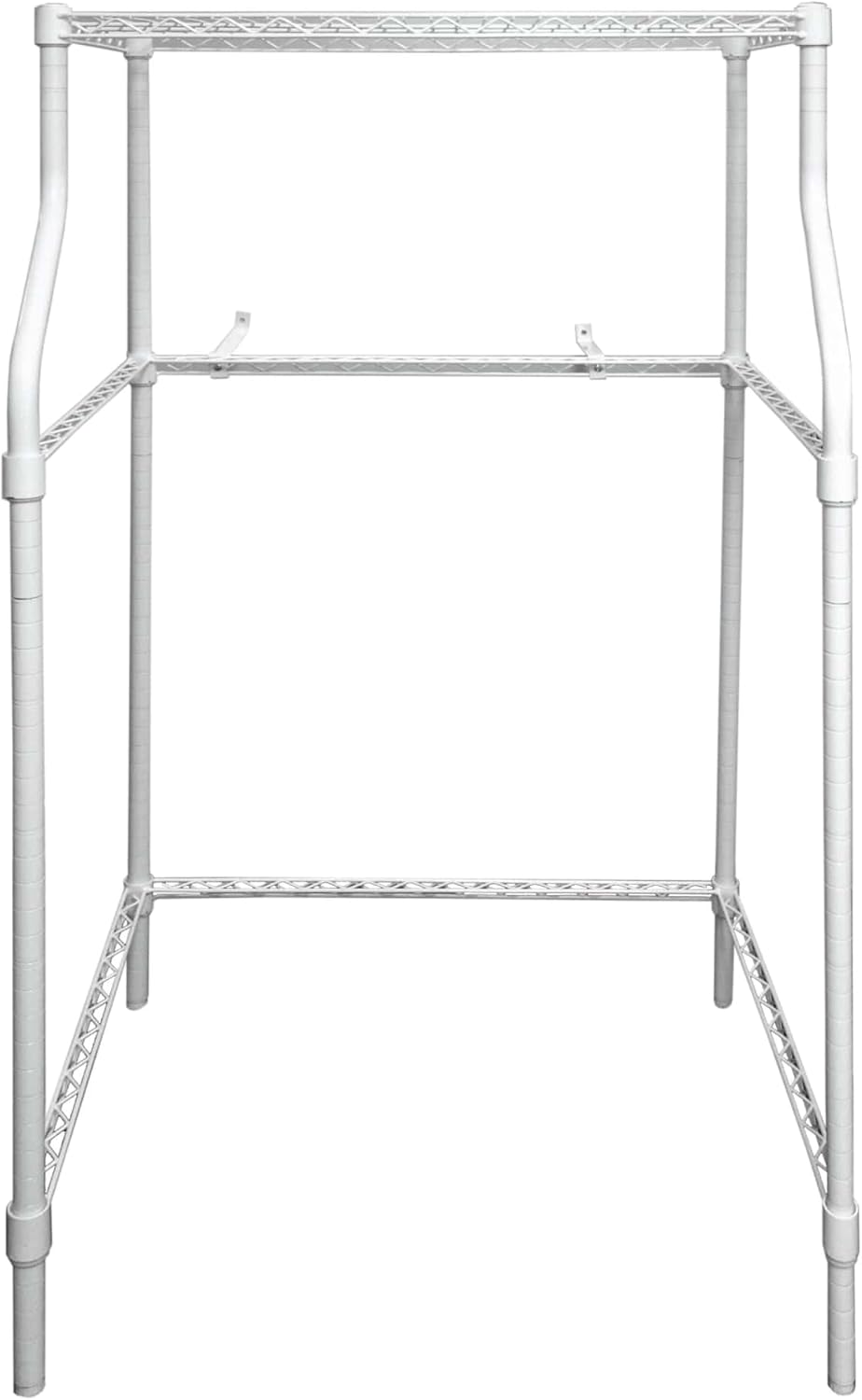 Magic Chef Compact Metal Laundry Rack Stand with Opening for Washer and Shelf for Dryer