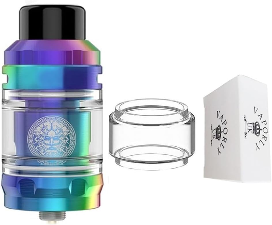 Zeus Sub Ohn Tank with Extra Vaporly UK Glass for Geek Vape Zeus Sub Ohn Tank & Geekvape L200 Aegis Z200 T200 Max100 Kits - No Nicotine (Rainbow)