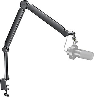 FIFINE Mic Boom Arm, Microphone Stand with Cable Management Channels, Extension Tube, Desk Clamp, Thread Adapter, Fully Adjustable Metal-Built Podcast Mic Arm for Streaming Gaming Recording-BM66T
