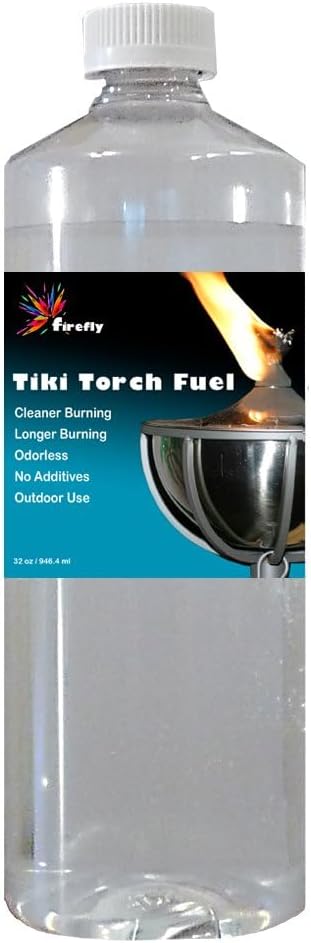 Firefly Tiki Torch Fuel – Clean-Burning Outdoor Lamp Oil for Tiki Torches and Lanterns. Low Smoke, Pure, Odorless Formula, Long-Lasting – Outdoor Patio & Garden Use - 32oz
