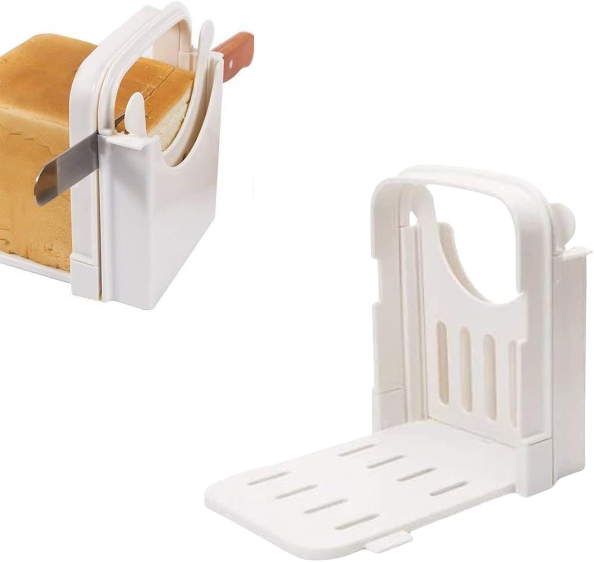 GJFWQC Foldable Bread Slicer, Manual Adjustable Slice Thickness Bread/Roast/Sandwich Maker/Loaf Slicer Cutter,Cooking Tools for Cutting Bread in Kitchen