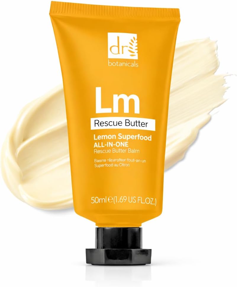 Dr Botanicals Lemon Rescue Body Butter 50ml | Intensely Hydrating for Face, Hands, Body & Feet to Target Dry & Rough Skin