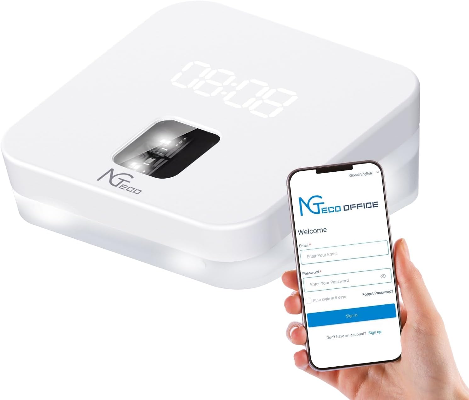 NGTeco Cloud Clocking in Machine, TC4 Fingerprint Time Clocks for Employees Small Business, Fingerprint Biometric Attendance System with Remote Control Software ＆ iOS/Android App (0 Monthly Fee)