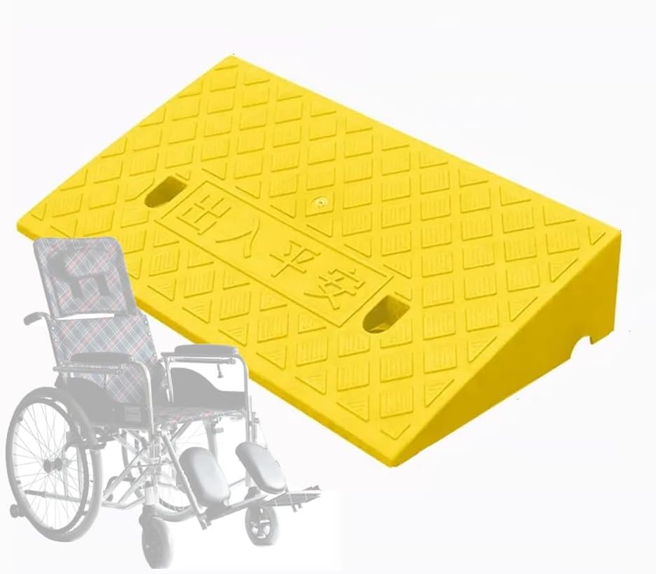 DAQXYH 1" 2" 3" 4" 5" 6" 7" 8" Rise Threshold Ramp For Wheelchair Mobility, Heavy Duty Driveway Curb Ramps High Load, Non-Slip Kerb Ramps For Walker/Cart/Scooter(Yellow,49x27x8cm)