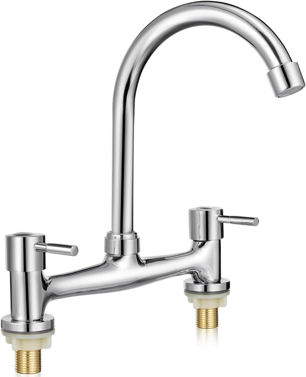 AUTSUPPL Kitchen Sink Mixer Tap Dual Handle Rotatable Spout Classic Design for Kitchen and Bathroom Use and Construction Dual Purpose Faucet for Precise Water Control