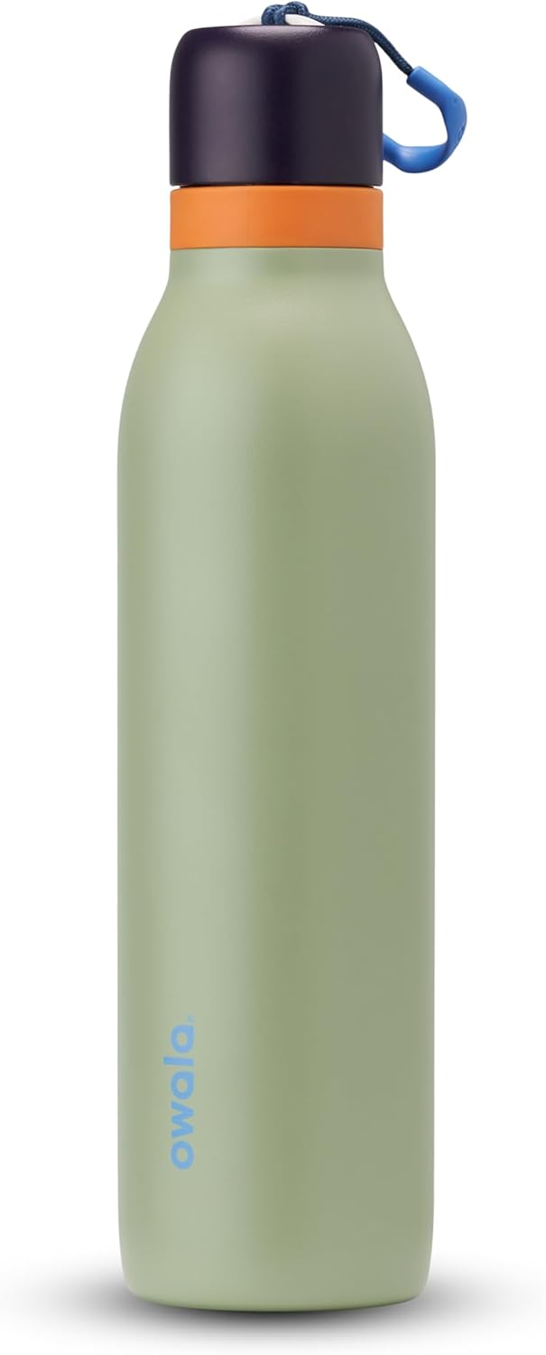 Owala FreeSip Twist Insulated Stainless Steel Water Bottle with Straw for Sports and Travel, 710ml, Blue, Green (Camo Cool)
