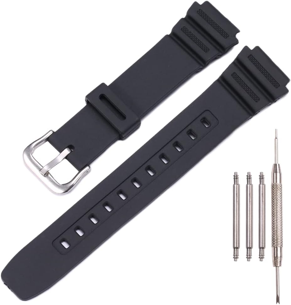 Resin Strap Compatible with Casio AE-1300 AE-1200 F-108 W-216H AE-1000w SGW-300H AQ-S800W W-800H Men's Watch Band Sport Waterproof Silicone Replacement Bracelet