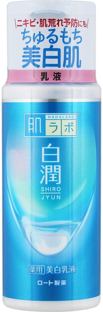 Rohto Hada Labo Shirojyun Medicated Whitening Milky Lotion, High-Purity Arbutin & Nanohyaluronic Acid, 140ml