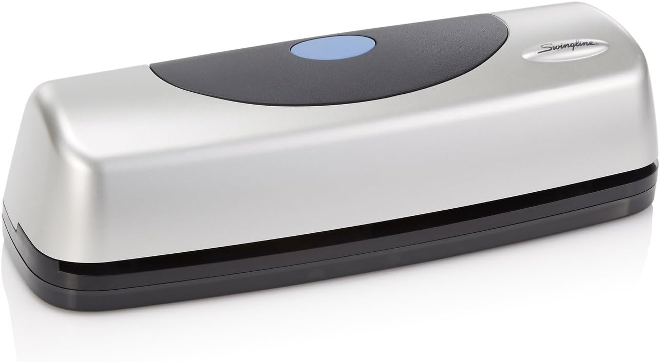 Swingline Electric 3 Hole Punch, Desk Hole Punch, 3 Rings Home Office Supplies, Portable Desk Accessories, 15 Sheets Paper Capacity, Office Paper Punch, Silver and Black (74515)