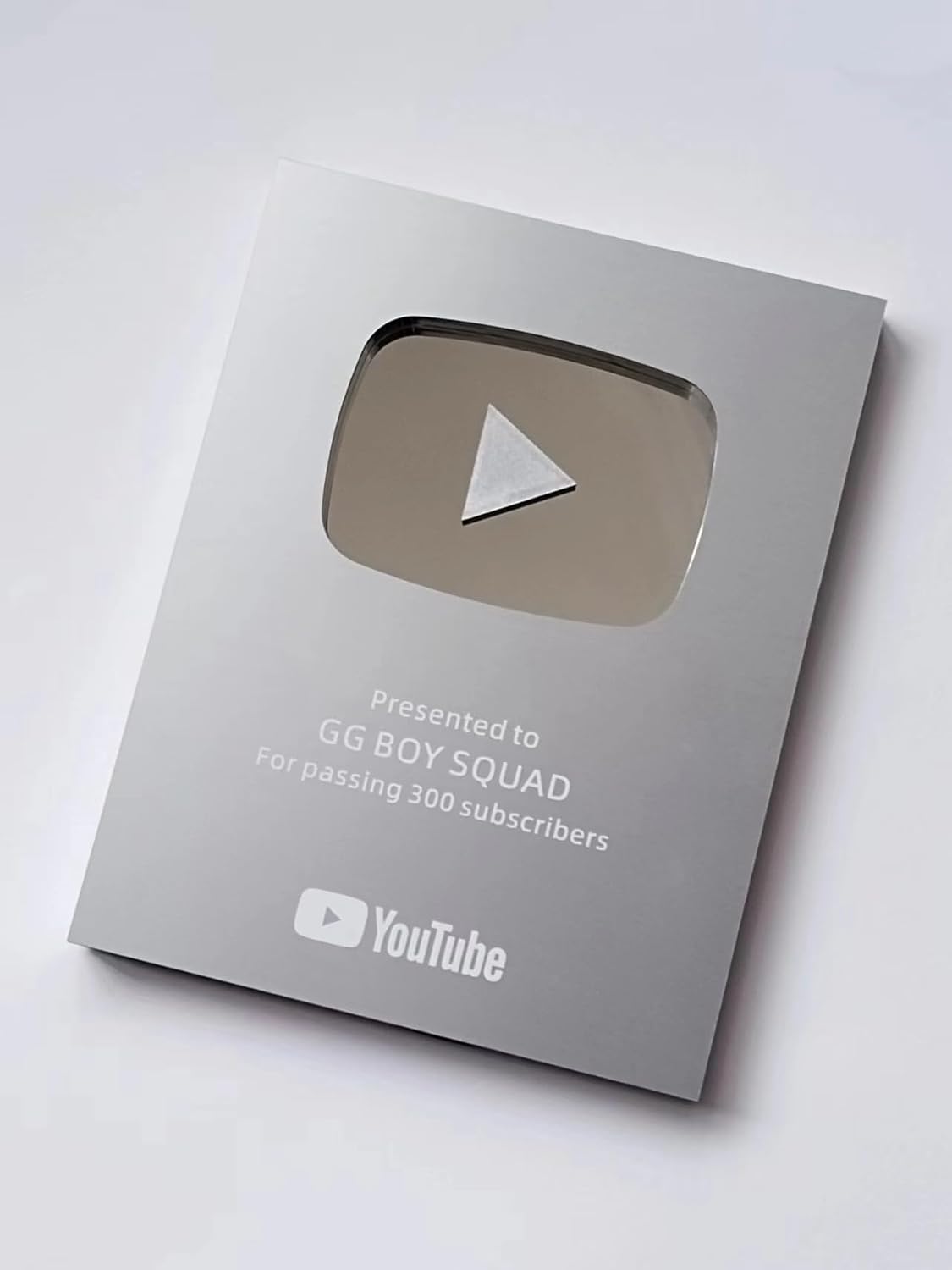 Generic Customizable Youtube YT Play Button/Playbutton for Creators Subscriber Award Milestone Plaque Gold & Silver (Silver)