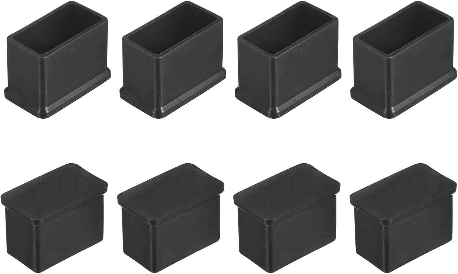 8-Pack Rectangle Chair Leg Caps, 0.6 x 1.2 (15 x 30mm) PVC Chair Leg Floor Protectors for Chairs/Table/Bed, Furniture Feet Covers Cups Non-Slip End Tips
