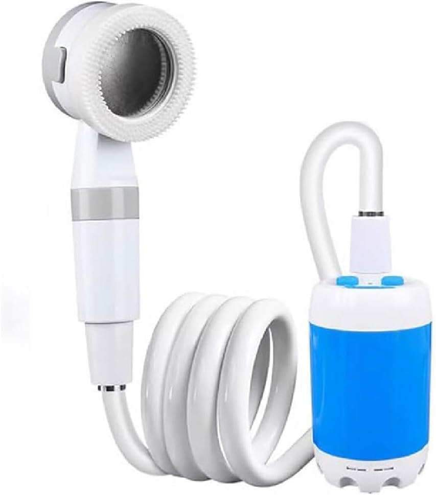 GUSHE Portable Camping Shower Outdoor Camp Shower Pump, 2 Mode Portable Shower Head, Portable Shower for Camping, Rechargeable Camping Shower Pump, Outdoor Shower Kit for Hiking, Travel, Car, Pet