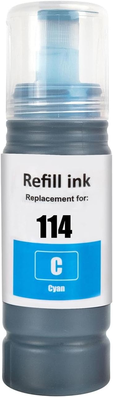 Go Inks Compatible 114C Replacement for Epson 114 Cyan Refill Ink Bottle 70ml for use with Epson EcoTank ET-8500 & ET-8550 printers