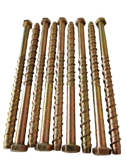 AF4F M8 x 150mm Concrete Self Tapping Masonry Bolt Anchor Screw (10 Pack) 13mm Hexagonal Head fix to Masonry, Brick, Marble, Stone etc