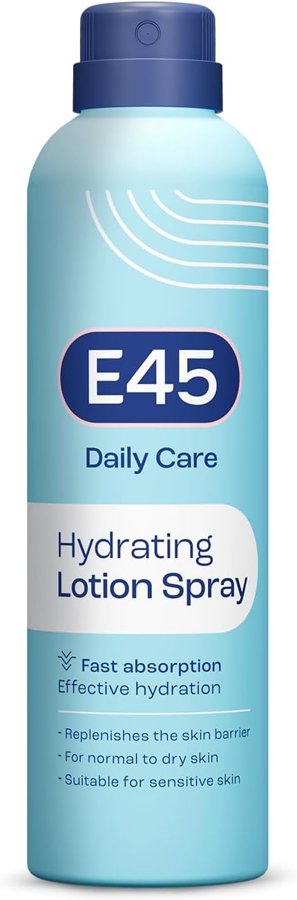 E45 Hydrating Lotion Spray 200ml Normal to Dry Skin - Fast Absorbing Moisturiser for Soft Skin and Lasting Hydration - Daily Lotion for Dry Sensitive Skin – Suitable for Eczema Prone Skin