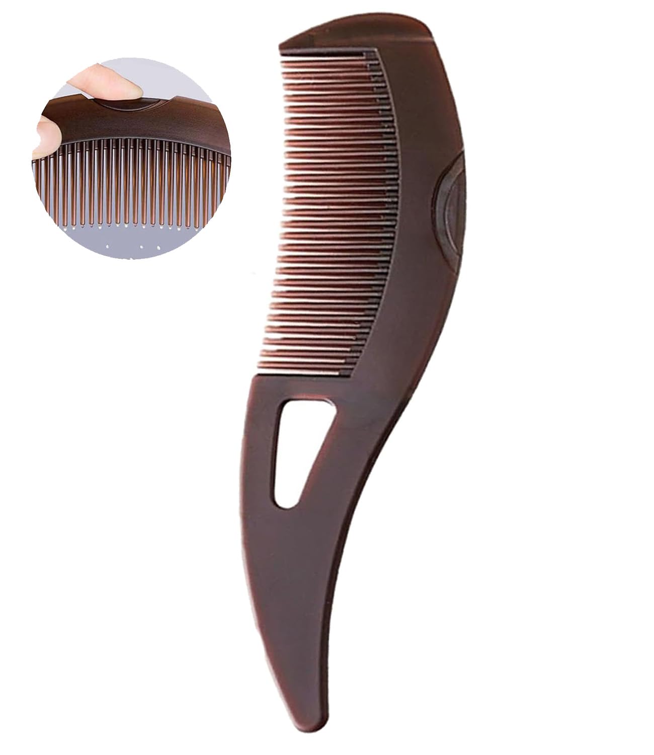 Dandruff Comb Fine Tooth Scalp Detox Comb Lice for Women, Men & Kids Stainless Steel Scalp Detoxing, Sweep & Massage Hair Brush Tool for Hair Care (Brown)