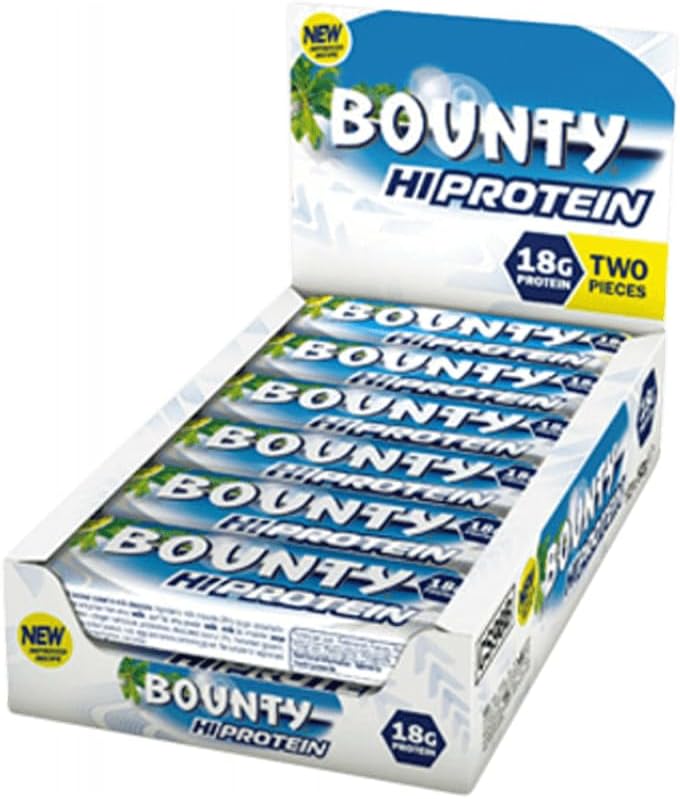 Bounty - Hi Protein Bars | 12 x 52g Pack, High Protein Energy Snack with Milk Chocolate and Coconut, 18g of Protein per bar