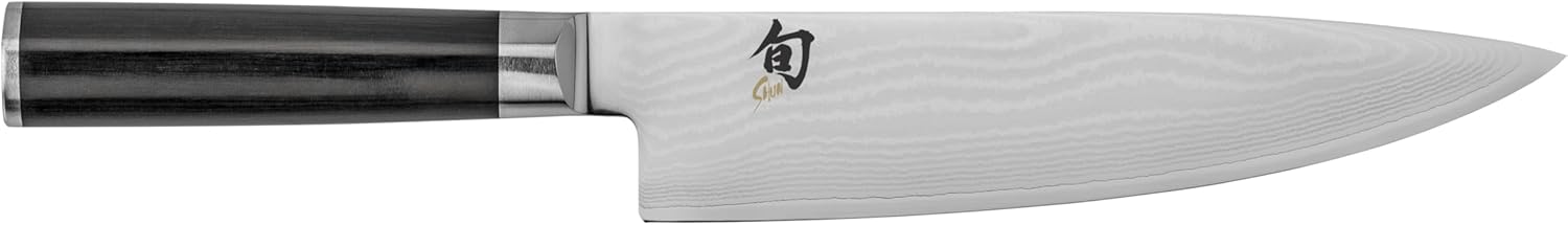 Shun Cutlery Classic Chef's Knife 8”, Thin, Light Kitchen Knife, Ideal for All-Around Food Preparation, Authentic, Handcrafted Japanese Knife, Professional Chef Knife,Black