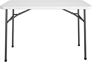 COSCO 4 ft. Straight Folding Utility Table, White, Indoor & Outdoor, Portable Desk, Camping, Tailgating, & Crafting Table