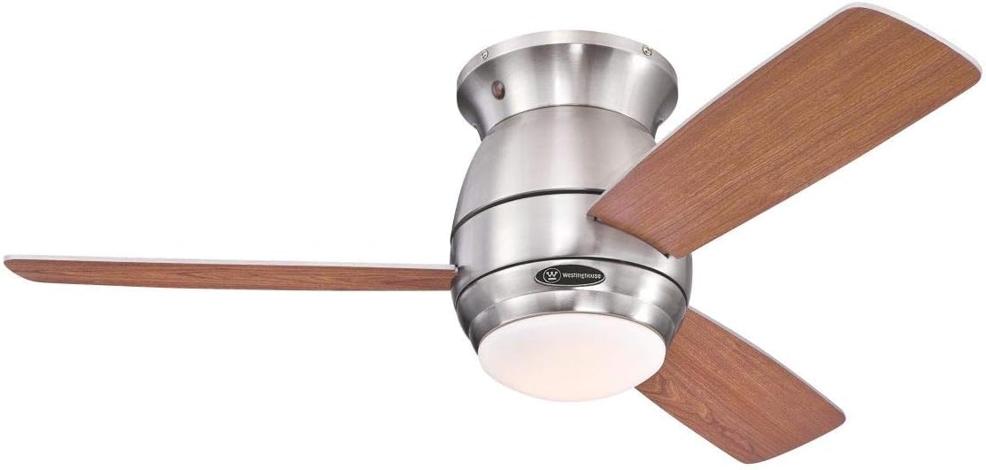 Westinghouse Lighting 72181 Halley 112-cm Brushed Nickel Indoor Ceiling Fan, Light Kit with Opal Frosted Glass