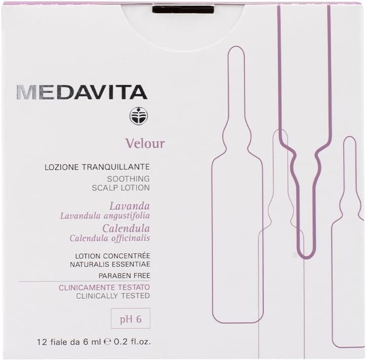 Medavita | Velour Lozione Tranquillante 12 Vials x 6 ml, Hair Lotion for Sensitive Skin, pH 6, Made in Italy