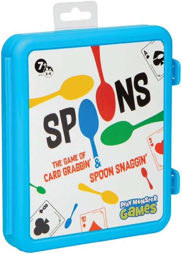 Spoons in a Case, Card Games for Kids - Spoons Game, Fun Family Games for Kids and Adults, Game Night, Travel Games, 3-6 Players, Ages 7+