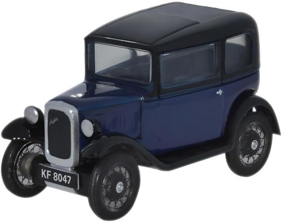 Oxford Diecast Austin Seven RN Saloon Light Royal Blue 1:76 Scale OO Gauge Diecast Car Vintage Car Enthusiasts, Model Collectors, Teenagers, Adults Unisex