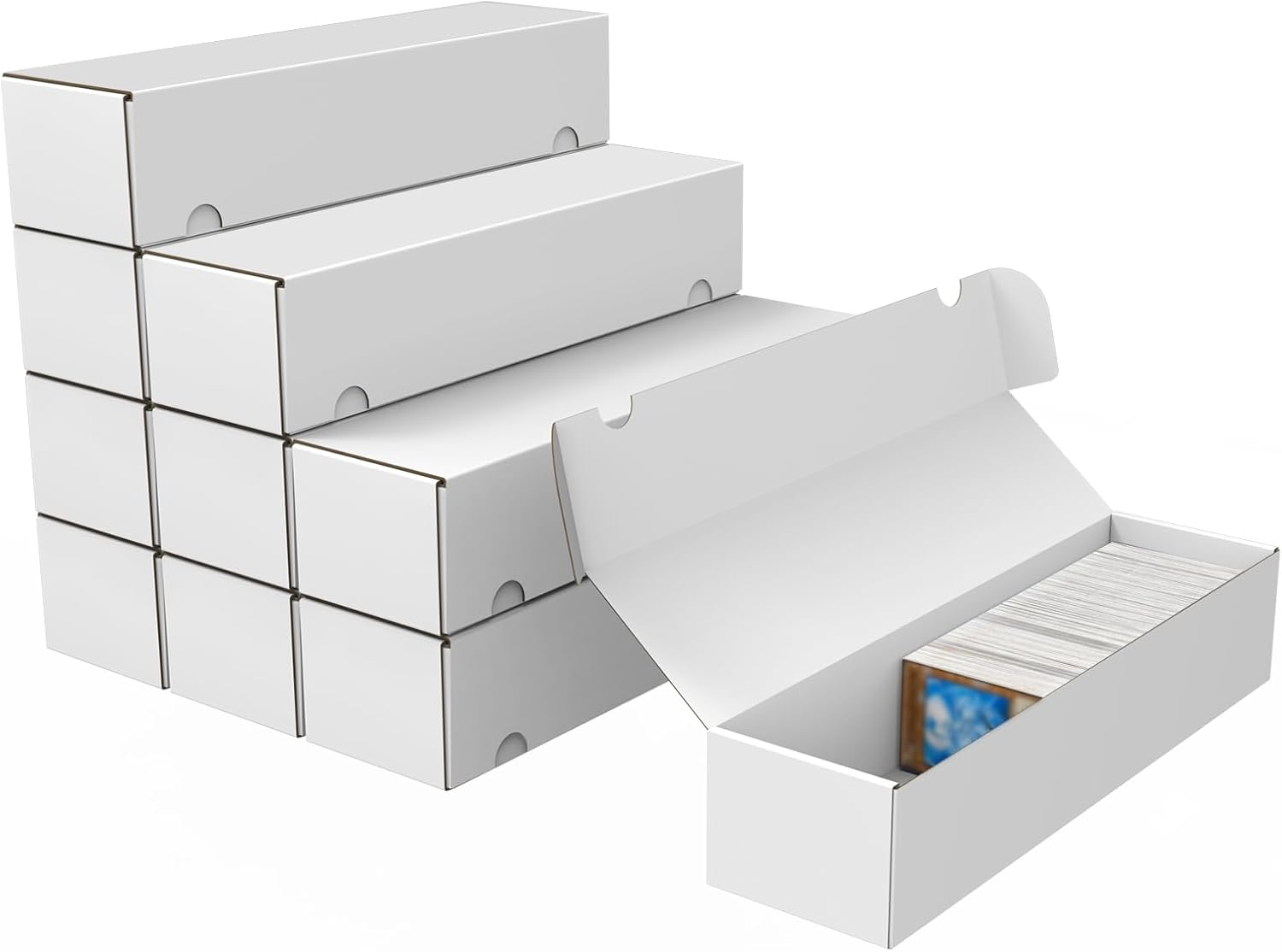 Trading Card Storage Box, 10-Pack 1100 Count White Corrugated Cardboard Bulk Sports Storage Box for TCG/Magic/Mtg Basketball Cards, Collectible Trading Cards