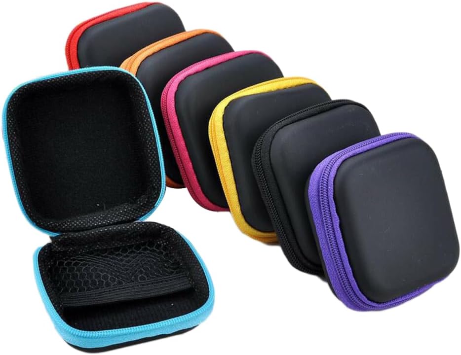 Mikikit Outdoor Memory Travel USB Portable Card Cable Pouch Bags Color Case for Small Compatible for Earbuds Head Earphones Accessories Hard Mesh Witeless Pocket Eva Earbuds Headphone
