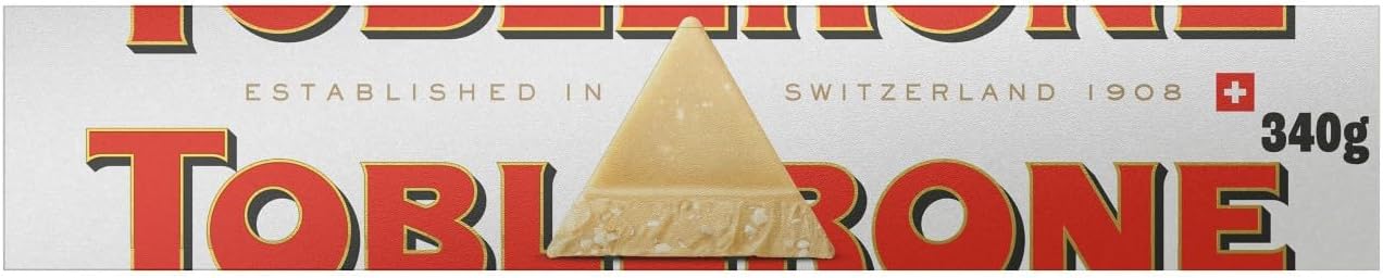 TOBLERONE White Chocolate, Honey and Almond Nougat Large Gift Bar, Made with Swiss Milk, 340 g (Pack of 1)