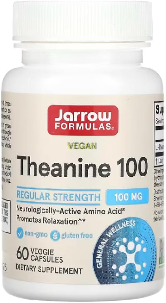 Jarrow Formulas - Theanine 100 mg | Relaxation and Stress Relief - 60 Veggie Capsules