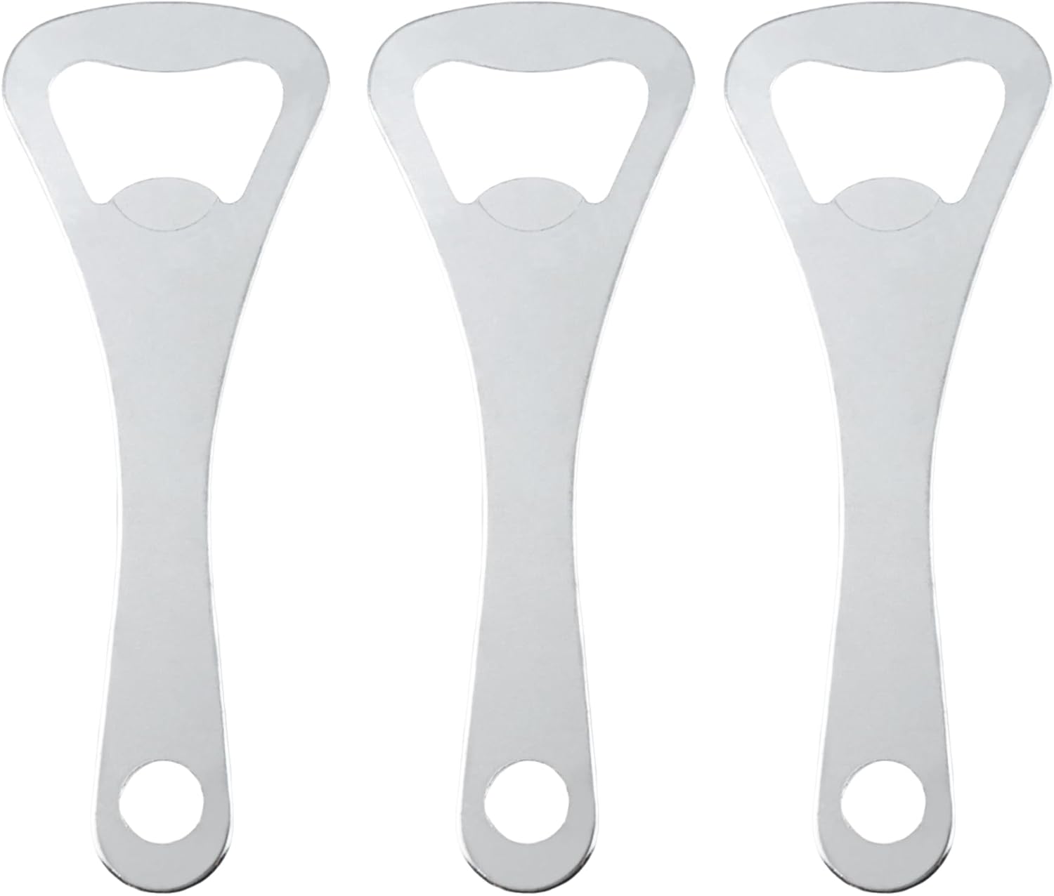 3 PCS Flat Bottle Openers Flat-Mouth Opener Portable Handheld Beer Opener for Home Kitchen, Bar, Restaurant, Bartender Gift - Silver