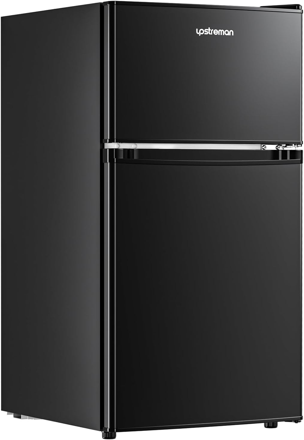 Upstreman 3.2 Cu.Ft Mini Fridge with Freezer, Double Door Mini Fridge, Adjustable Thermostat, Mini Refrigerator for Dorm, Office, Bedroom, Black-BD321