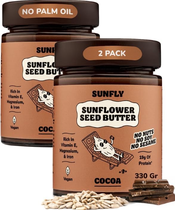 SUNFLY Sunflower Seed Butter, Chocolate Spread, 2x330g