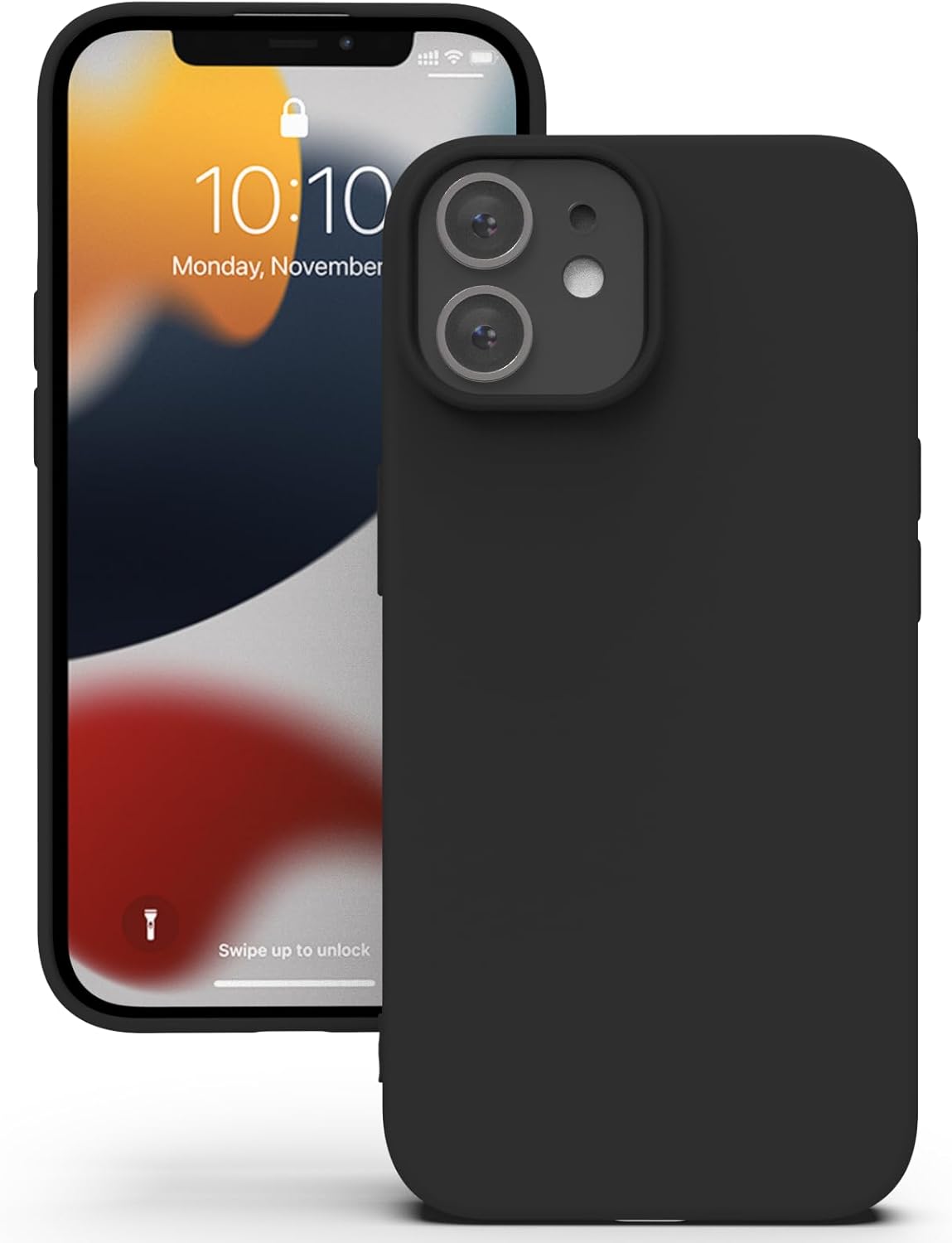 YATWIN Silicone Case for iPhone 12 Mini, Soft-Touch, Shockproof, DustProof, Antiskid Full Body Armour Phone Cover for Apple iPhone 12 Mini - Black