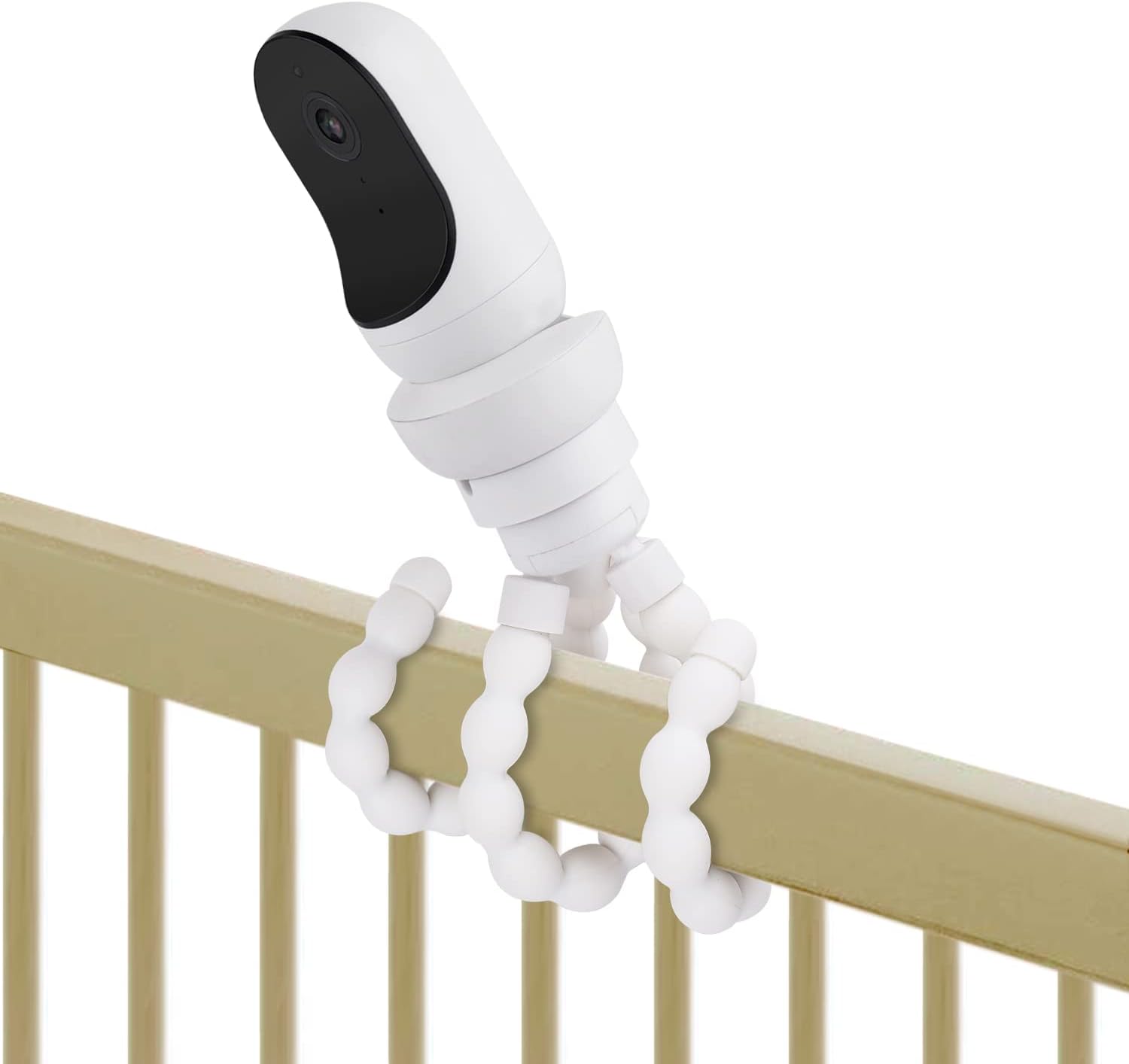 Flexible Tripod Baby Monitor Mount for Owlet Cam and Owlet Cam 2, Attach Your Baby Camera Wherever You Like Without Tools or Wall Damage - White