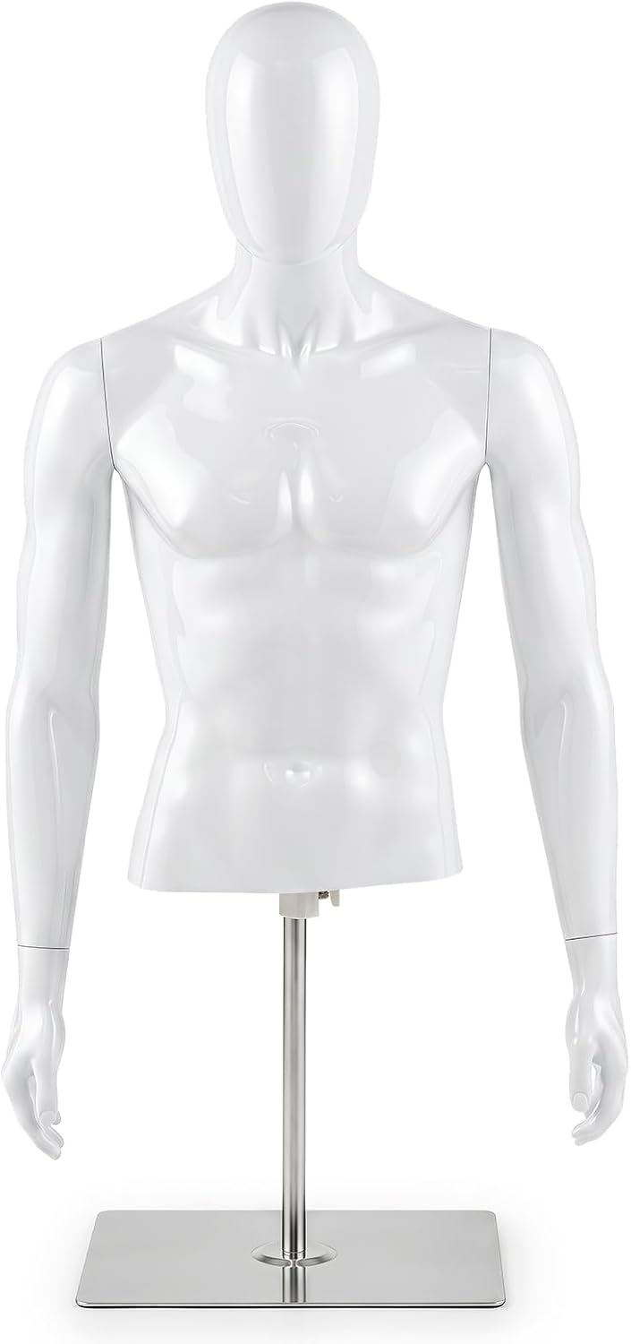 Giantex Half Body Male Mannequin Torso with Height Adjustable Metal Stand
