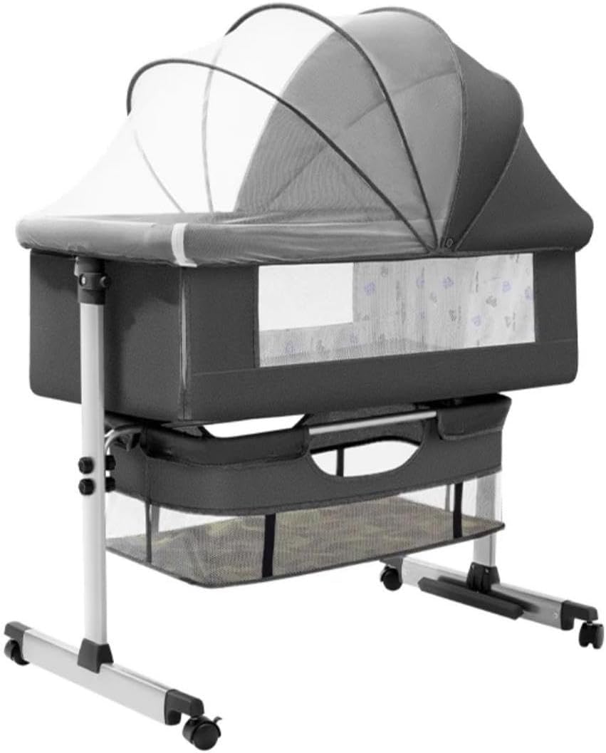 3 in 1 Baby Crib, Baby Cradle, Baby Bassinet, Baby Cot, Bedside Sleeper, Travel Cot, with Mattress and Changing Table, Folding, Adjustable, Rocking, Portable Crib, Mosquito Net and Wheels New