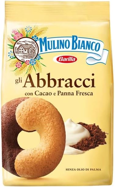 2X Mulino Bianco Abbracci Biscuits 350g Italian shortbread Cookies Cocoa & Cream