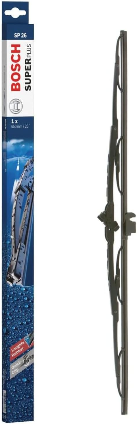 Bosch SuperPlus SP26 - Front Windscreen Wiper - Replacement Blade, Comes with Pre-assembled Quick-Clip Adapter - 1 Blade, 650mm