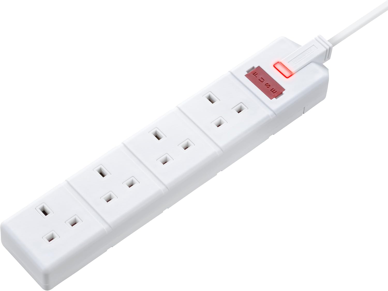 Permaplug by Masterplug Four Socket Extension Lead with Power Indicator, 2 m, White