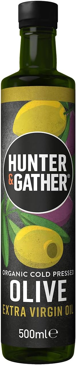 Hunter & Gather Extra Virgin Olive Oil - 500ml | Organic and Cold Pressed | Perfect for Drizzling, Dipping and Dressing | Keto, Low Carb & Paleo