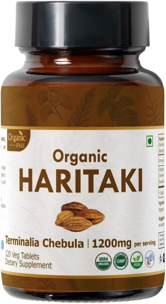 ORGANIC SPREE HARITAKI 120 Tablets | Terminalia Chebula (Haritaki) | USDA Organic Certified | Organic and Natural 120tab (1)