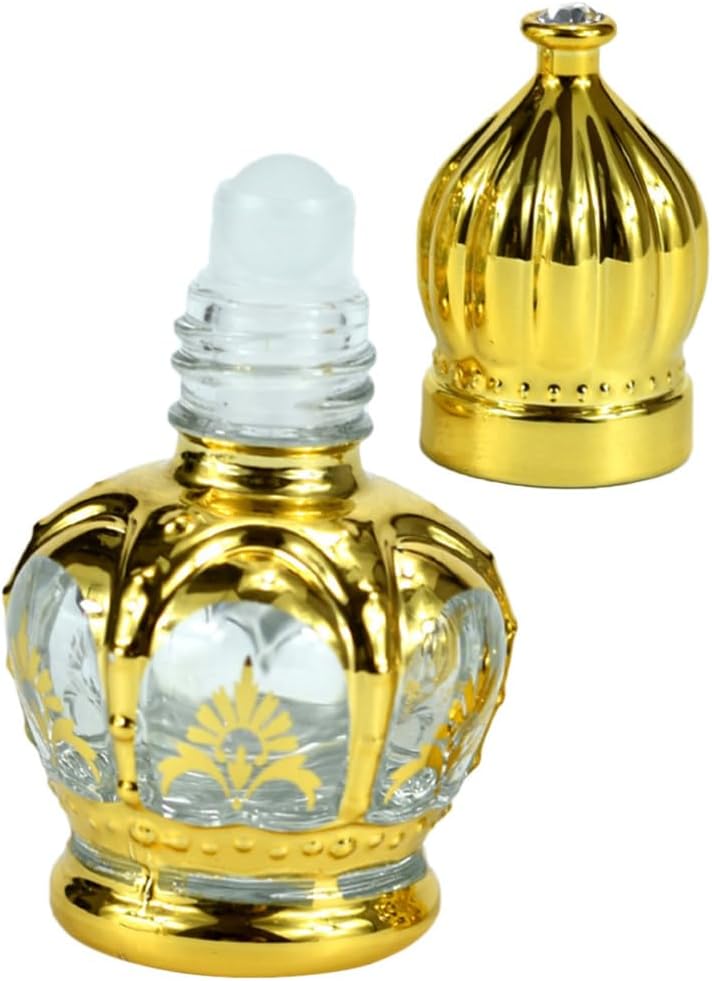 DEARMAMY 12ml Gold Roller Bottles - Premium Glass Essential Oil Bottles with Metal Rollerballs, Refillable Travel-Sized Perfume & Aromatherapy Containers (6-Pack)